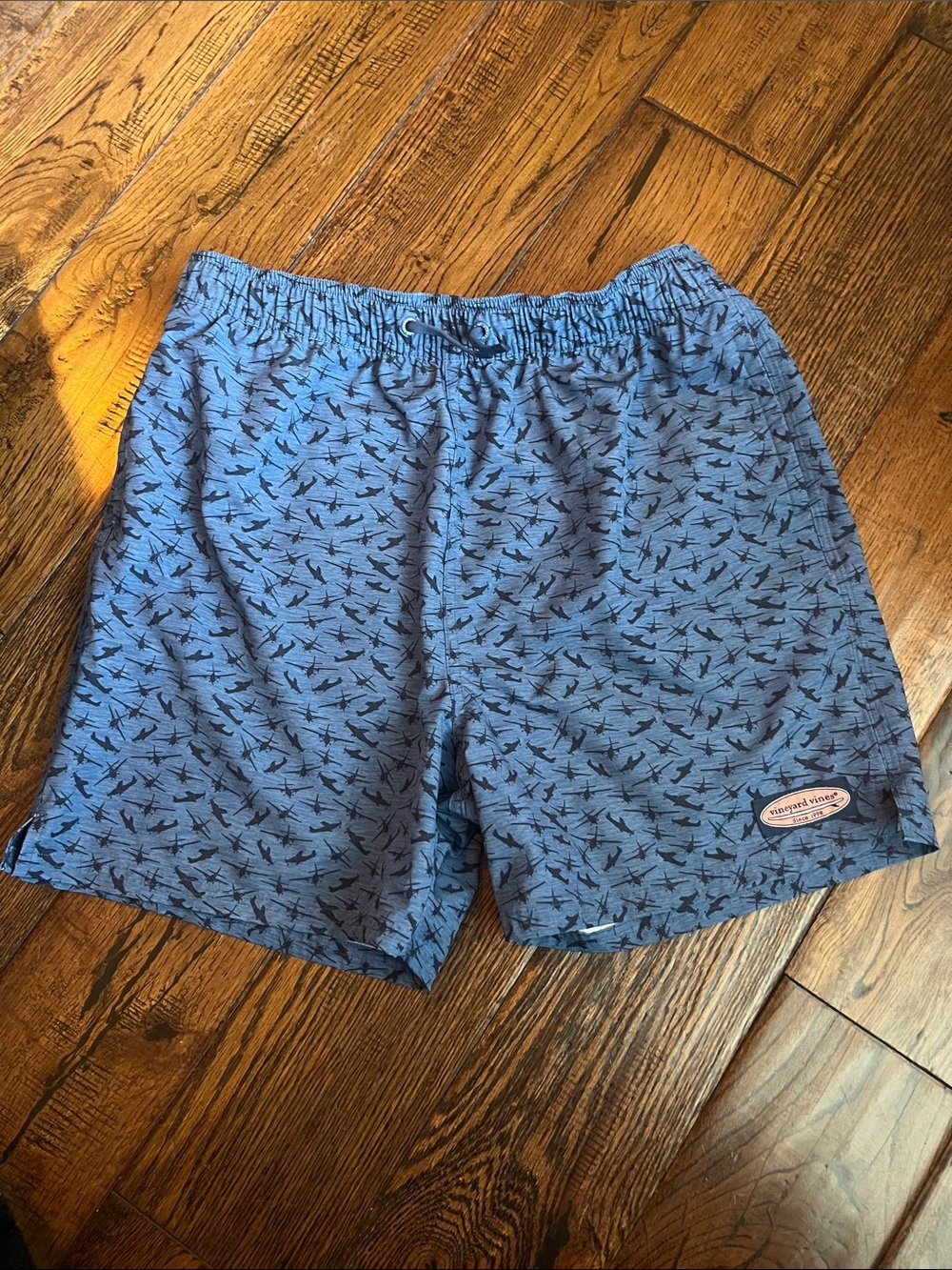 Vineyard Vines Blue Shark-Pattern Athletic Shorts